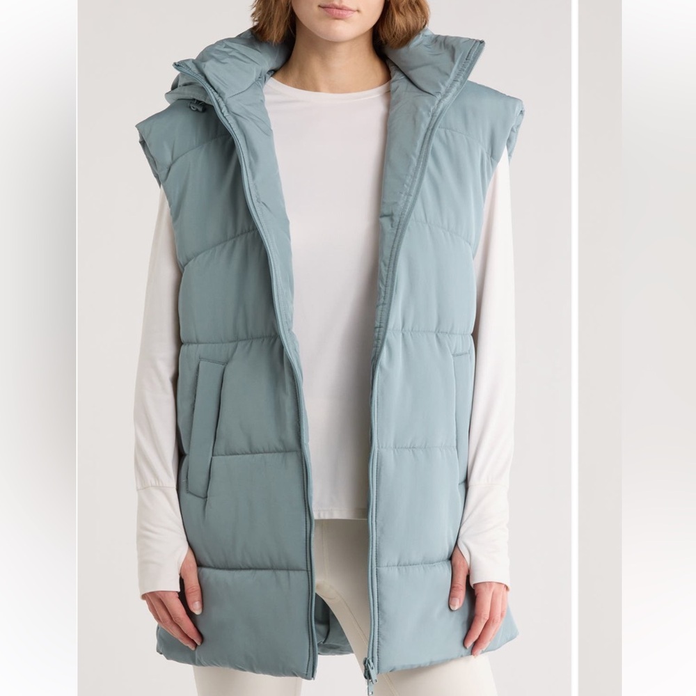 Zella Quilted Puffer Vest thunder grey NWT XL